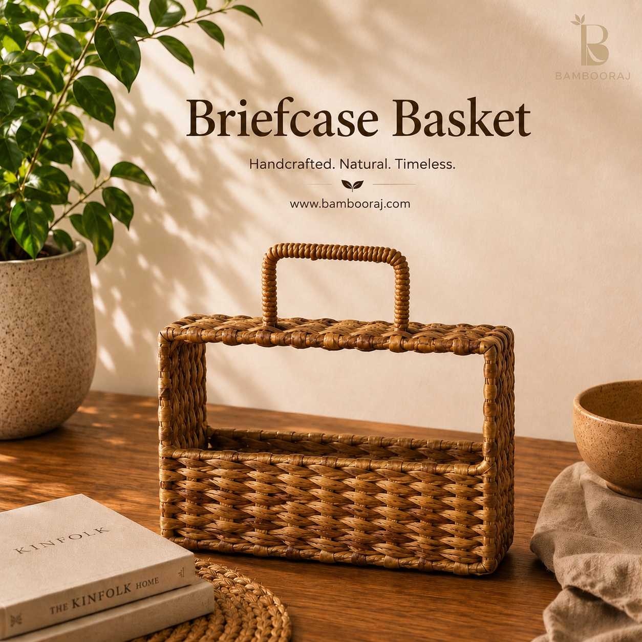 Briefcase Basket | Decorative Storage Basket | Sustainable Utility by Bambooraj