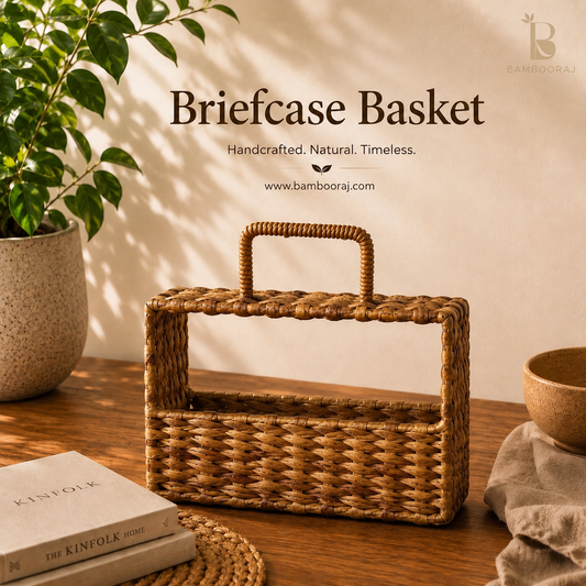 Briefcase Basket | Decorative Storage Basket | Sustainable Utility by Bambooraj
