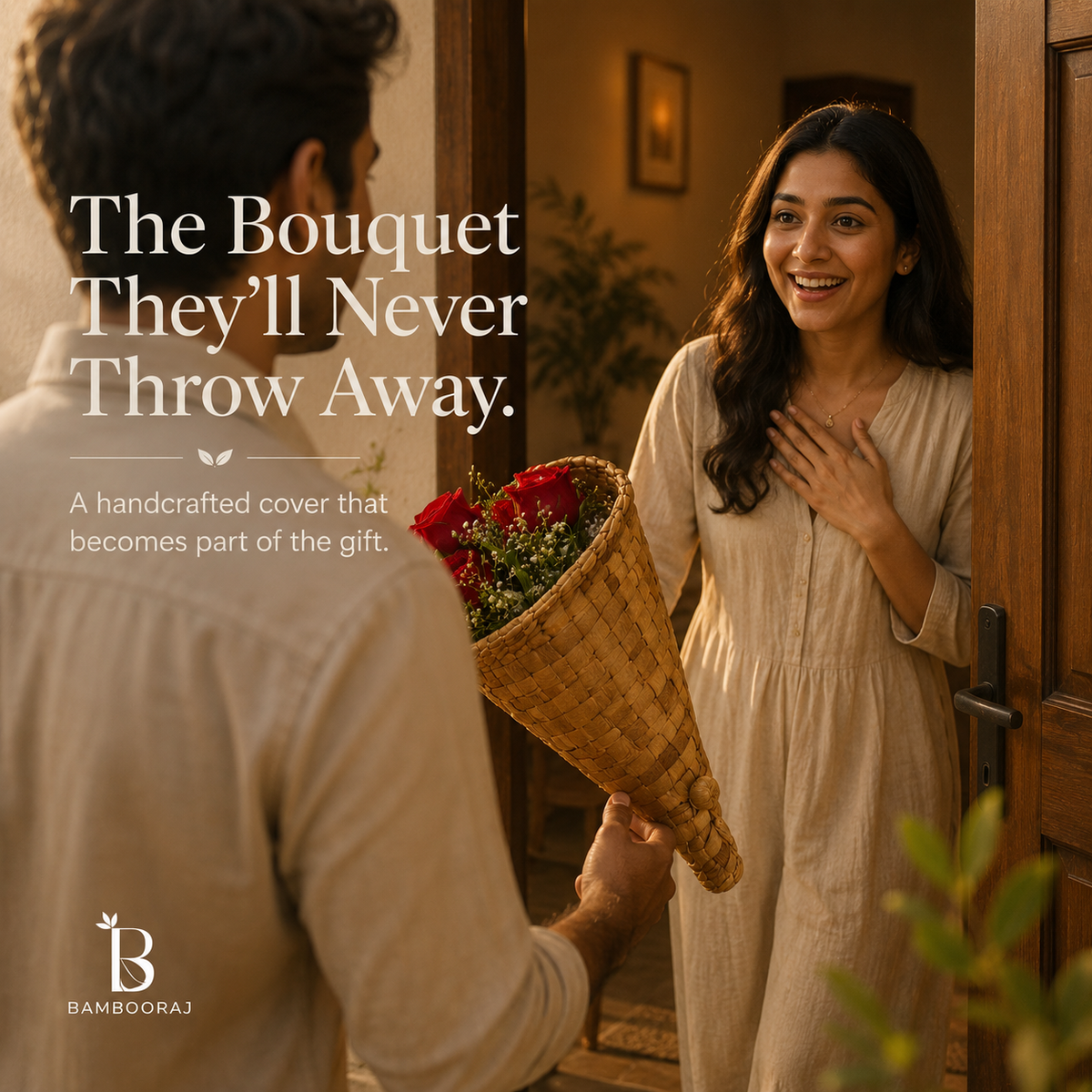 Dhara Bouquet Cover | Sustainable Floral Wrap | Handwoven Water Hyacinth Mat