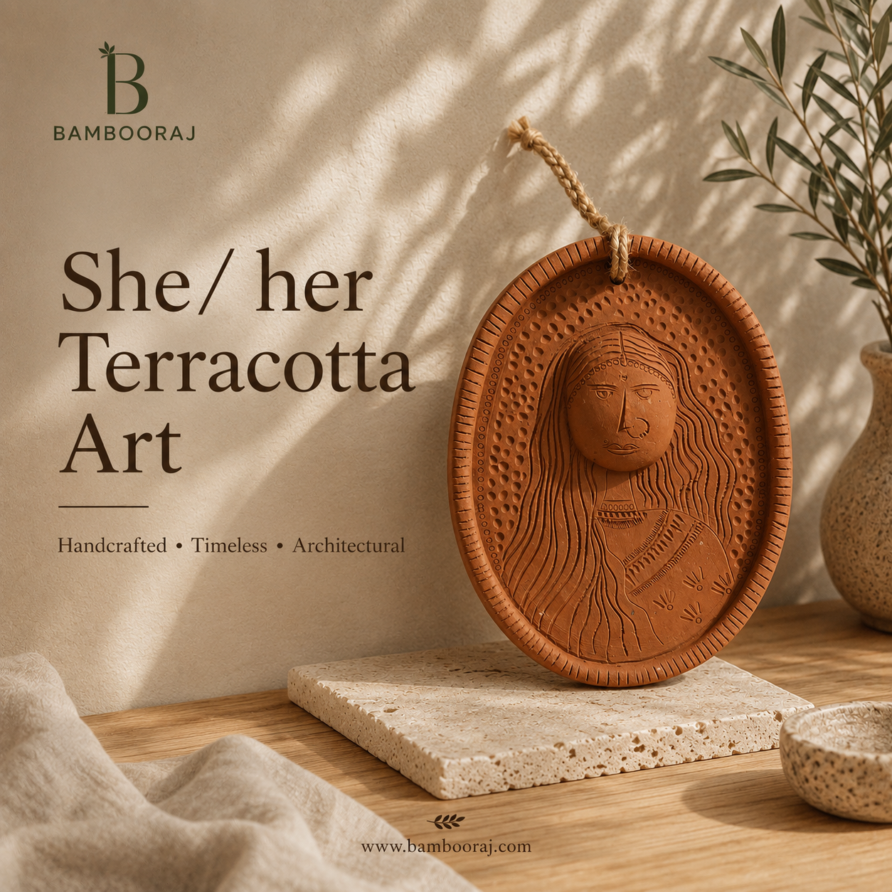 Handcrafted She/Her Terracotta Wall Art | Feminine Clay Décor | Artisan Handmade Sculpture