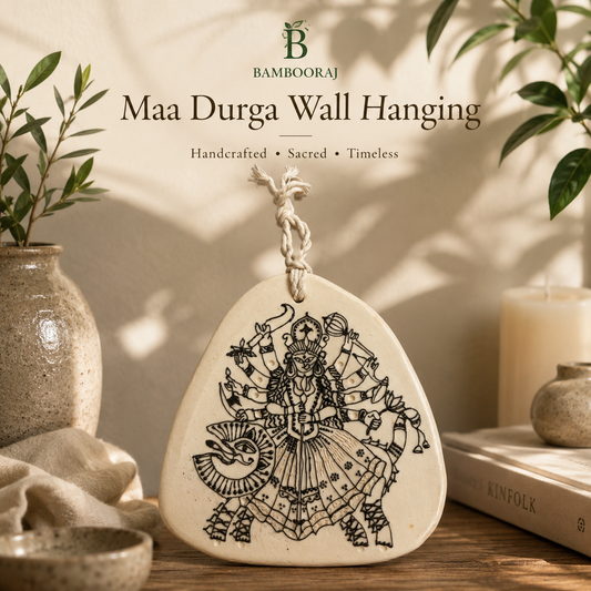 Maa Durga Ceramic Wall Art | Sacred Handmade Sustainable Art | Heritage Home Décor | Bambooraj