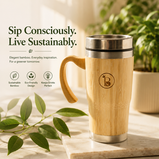 Bamboo CEO Mug with Handle & Lid | Eco-friendly Sipper | Sustainable Travel Companion