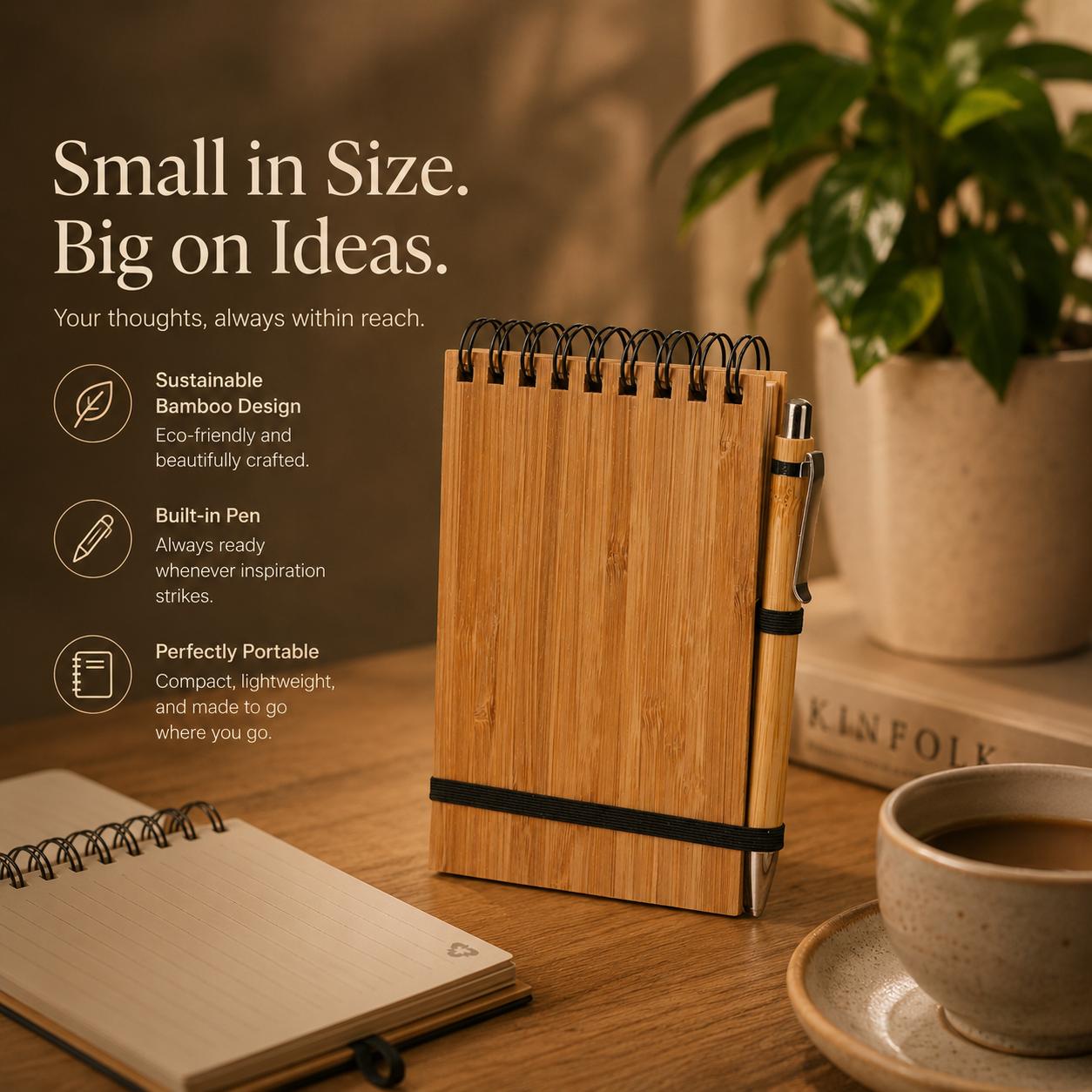 Bamboo Mini Notepad with Pen | Sustainable Stationery | Recyclable & Travel-Friendly