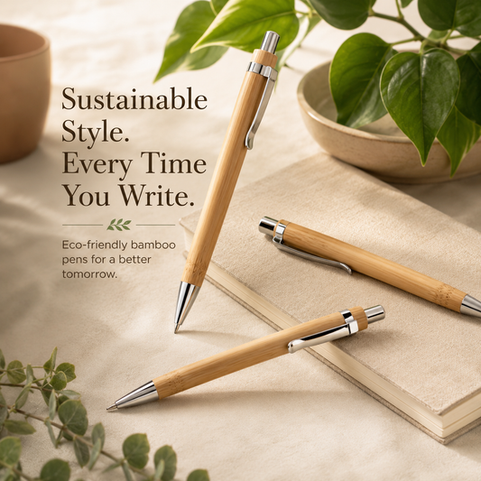 Bamboo Ballpoint Pen | Eco-Friendly Writing Solution | Sustainable Bamboo Pen | Pack of 3
