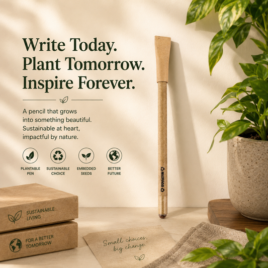Plantable Seed Pen | Sustainable Recycled Cardboard Pen with Embedded Seeds | Eco-Friendly Writing Tool (Pack Of 4)