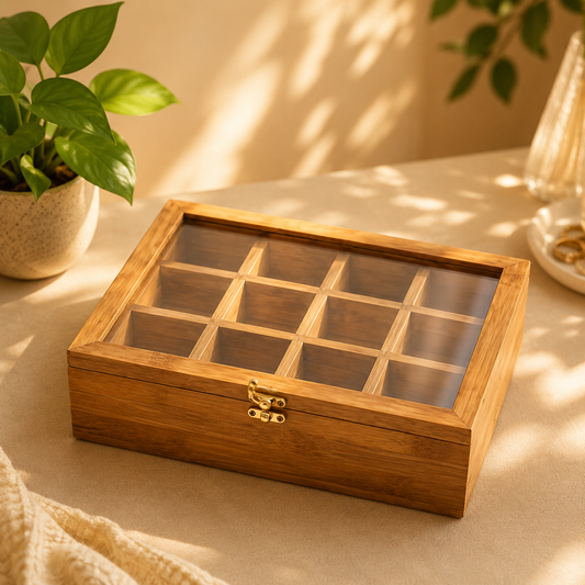Bamboo Multipurpose Box – Elegant Jewellry, Watch, and Storage Organiser