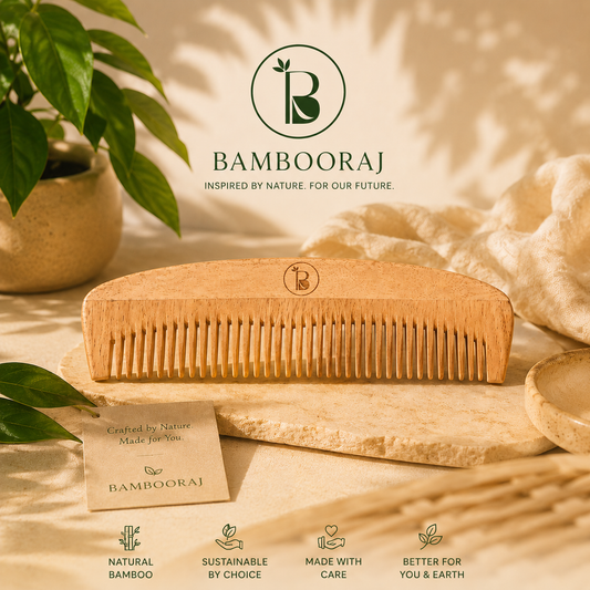 Neem Dual Lily Comb | Anti-Dandruff & Anti-Frizz Haircare | Dual Comb | Bambooraj