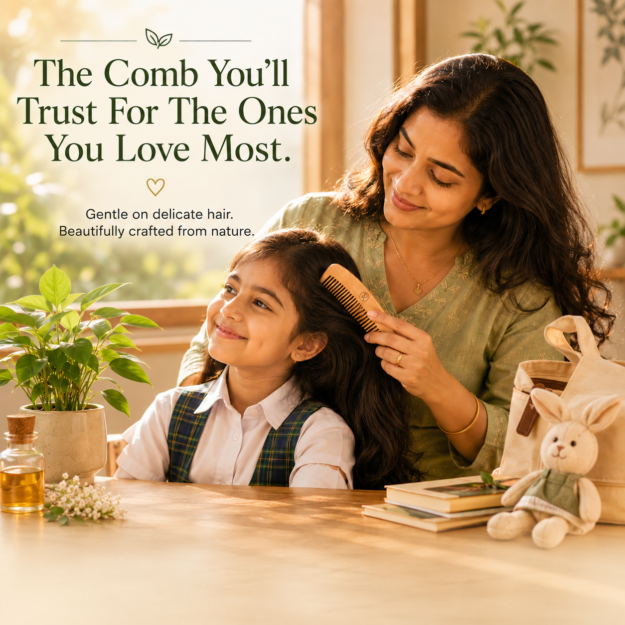 Neem Dual Lily Comb | Anti-Dandruff & Anti-Frizz Haircare | Dual Comb | Bambooraj
