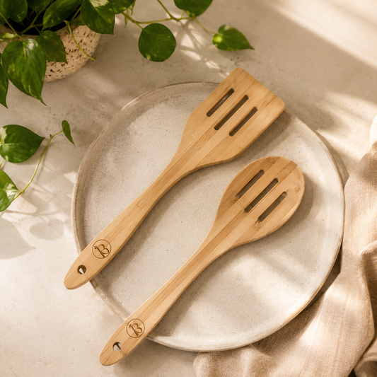 Sustainable Bamboo Spatulas | Eco-Friendly Cooking Utensils | 2-Piece Set for Kitchen