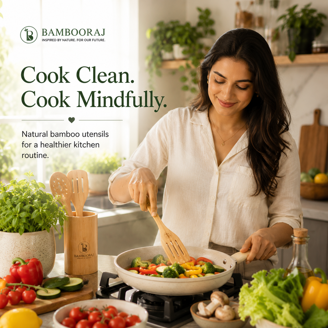 Sustainable Bamboo Spatulas | Eco-Friendly Cooking Utensils | 2-Piece Set for Kitchen