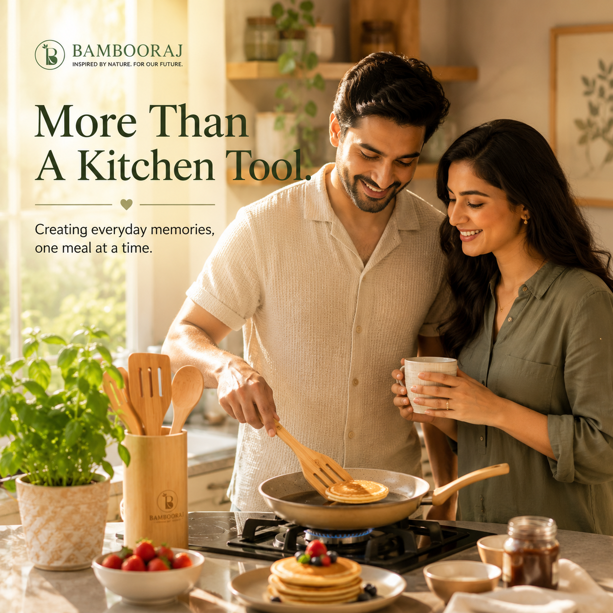Sustainable Bamboo Spatulas | Eco-Friendly Cooking Utensils | 2-Piece Set for Kitchen