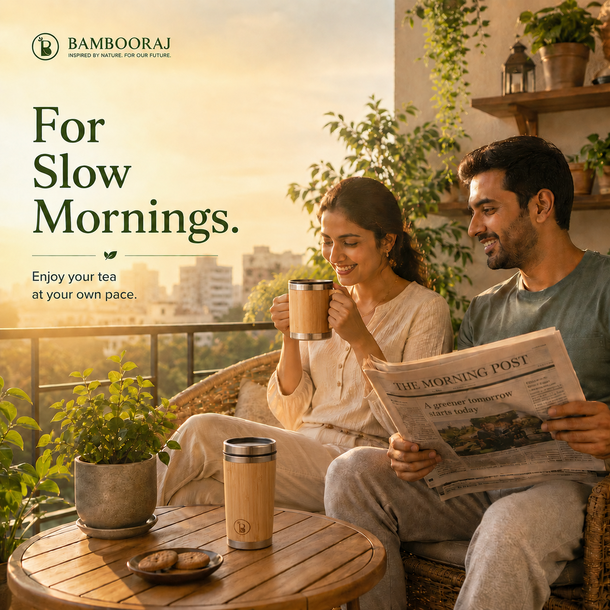Bamboo Tumbler | 450ml Insulated | Eco-Friendly Travel Mug with Leak-Proof Lid