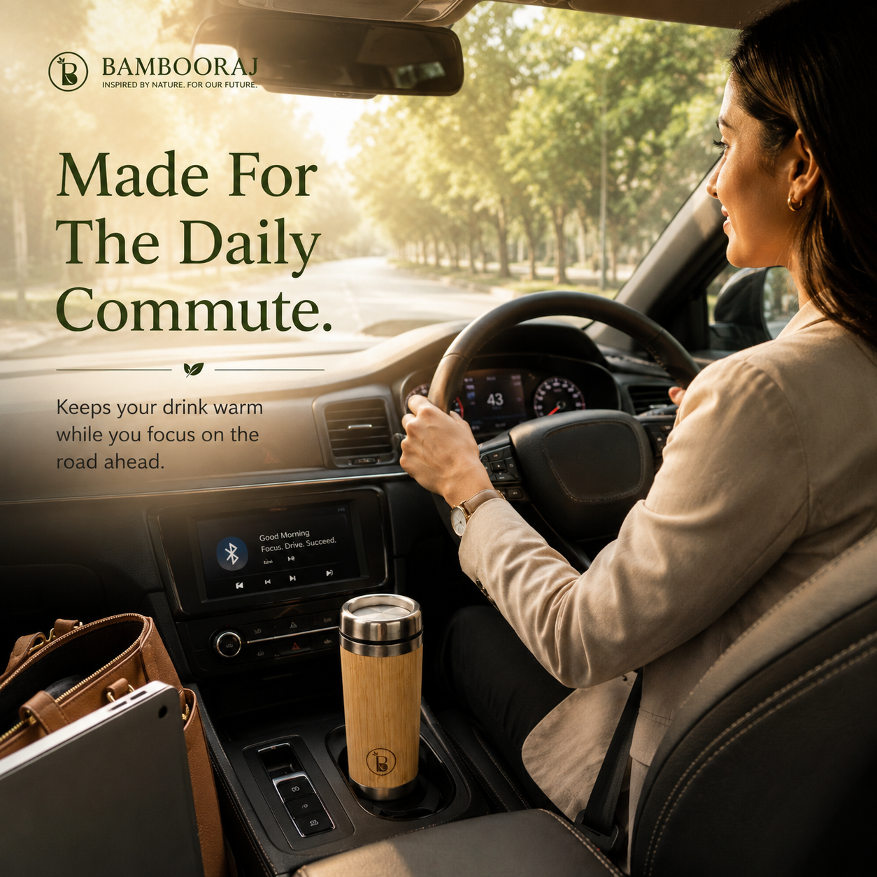 Bamboo Tumbler | 450ml Insulated | Eco-Friendly Travel Mug with Leak-Proof Lid