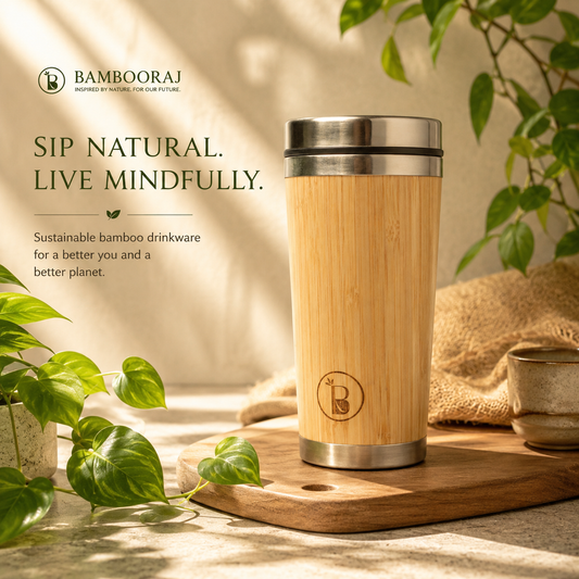 Bamboo Tumbler | 450ml Insulated | Eco-Friendly Travel Mug with Leak-Proof Lid