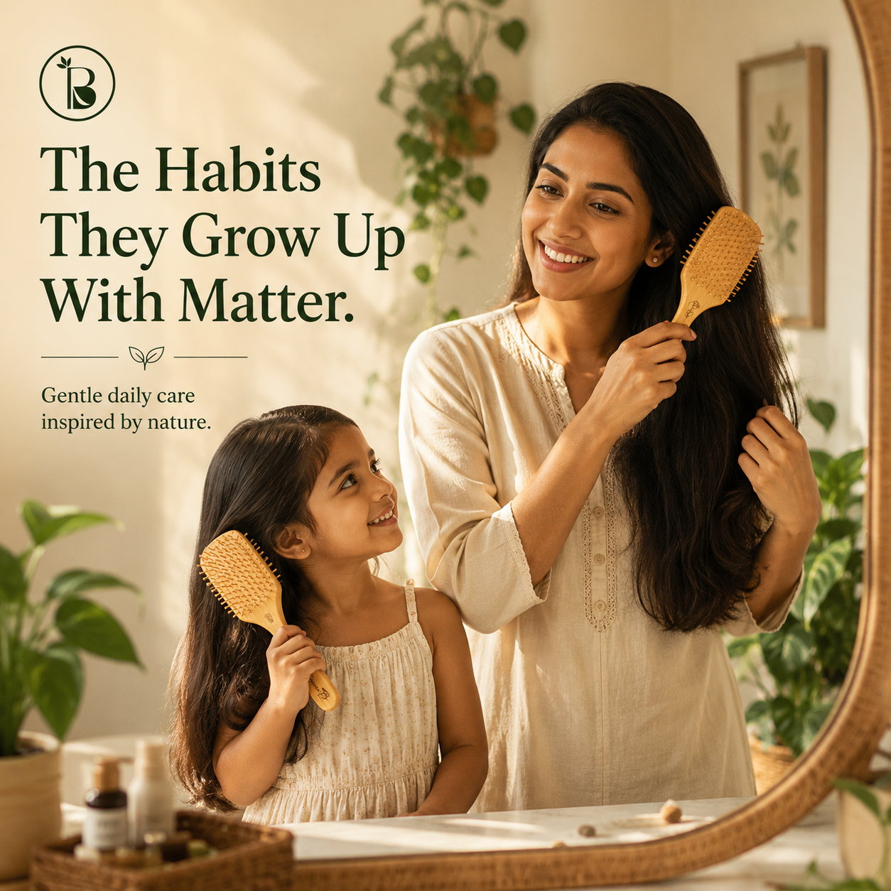 Organic Bamboo Hairbrush| Eco-Friendly Bamboo Paddle Hairbrush | Sustainable & Gentle Hair Care