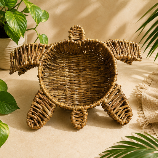 Turtle Handwoven Basket | Eco-Friendly Decorative Storage Basket | Bambooraj