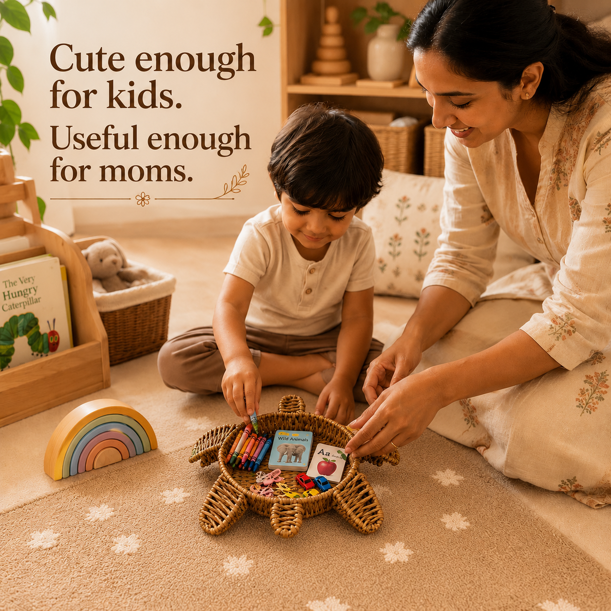 Turtle Handwoven Basket | Eco-Friendly Decorative Storage Basket | Bambooraj