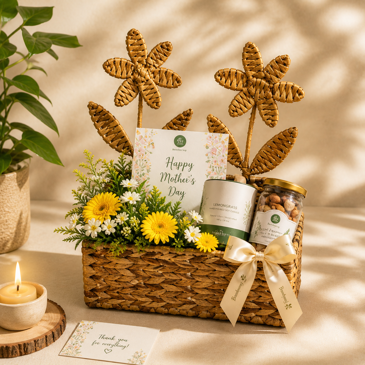 Floral Utility Basket | Eco-Friendly Organiser | Hamper Basket by Bambooraj