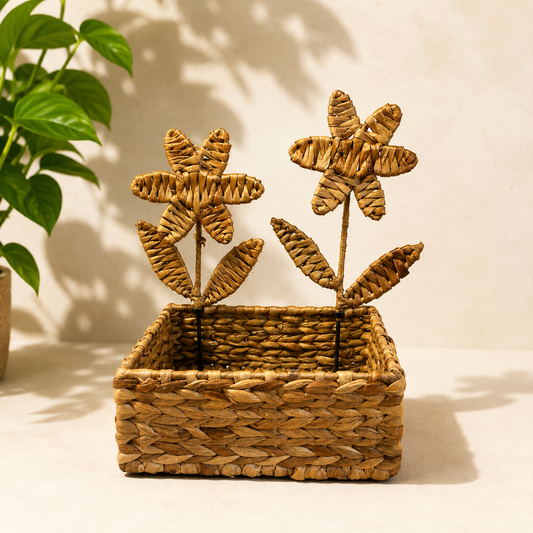 Floral Utility Basket | Eco-Friendly Organiser | Hamper Basket by Bambooraj
