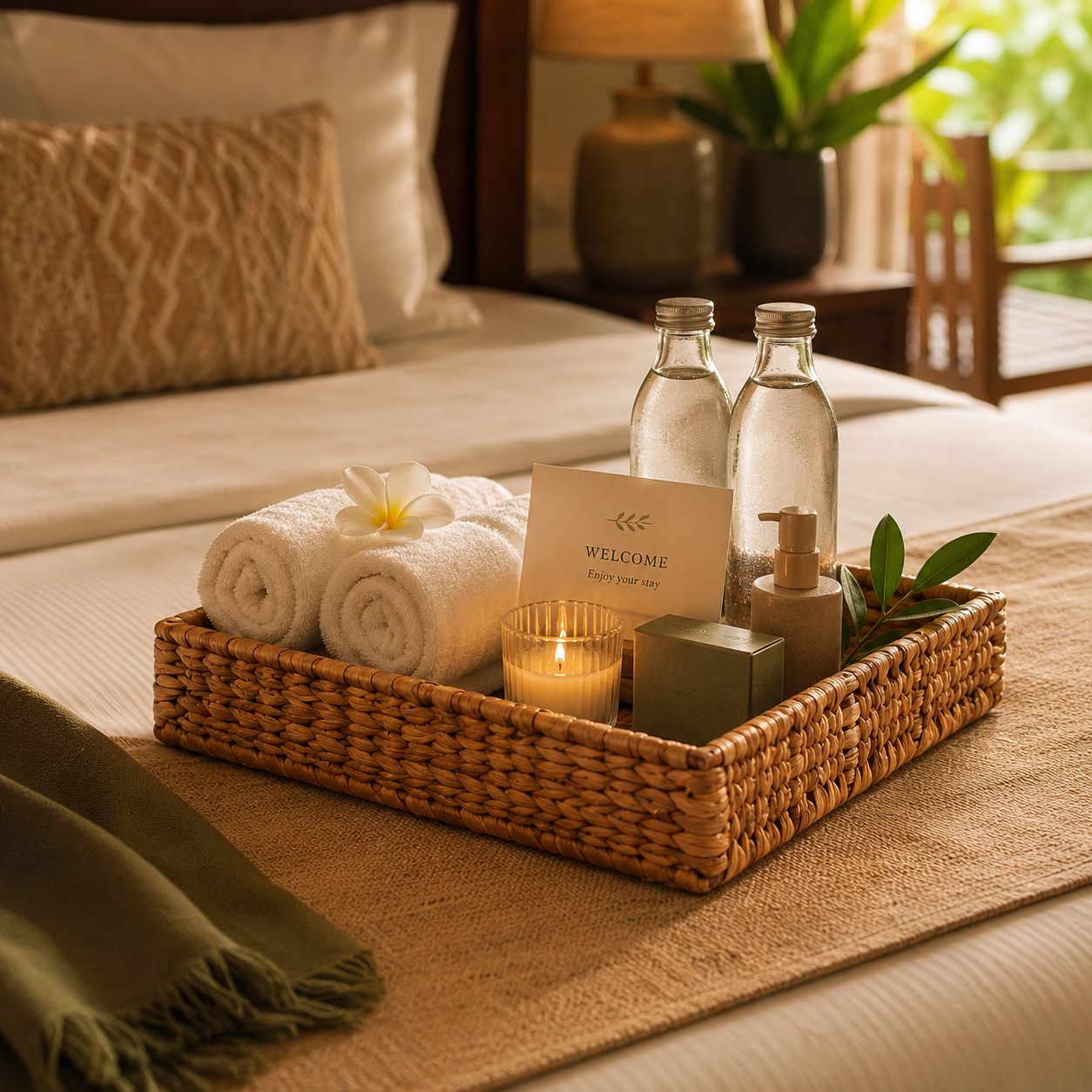 Handwoven Water Hyacinth Square Tray | Eco-Friendly Home & Hospitality Décor