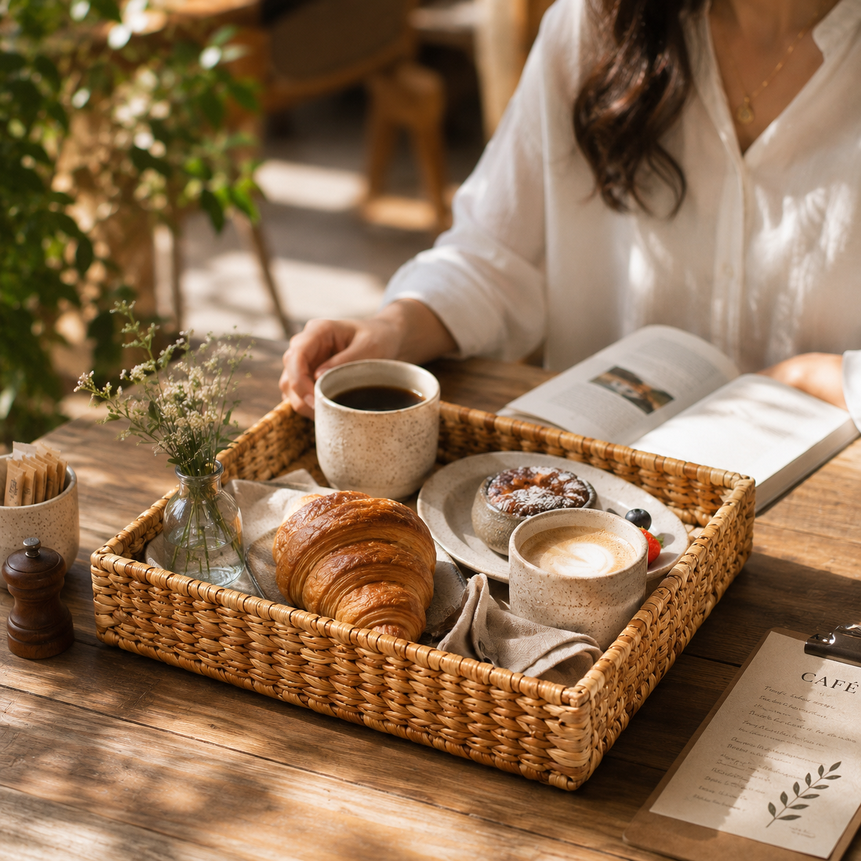 Handwoven Water Hyacinth Square Tray | Eco-Friendly Home & Hospitality Décor
