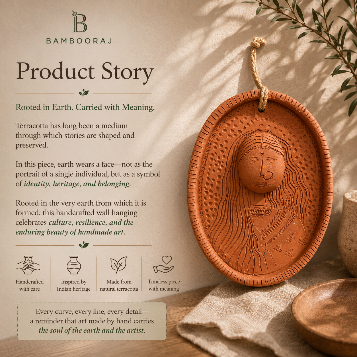Handcrafted She/Her Terracotta Wall Art | Feminine Clay Décor | Artisan Handmade Sculpture