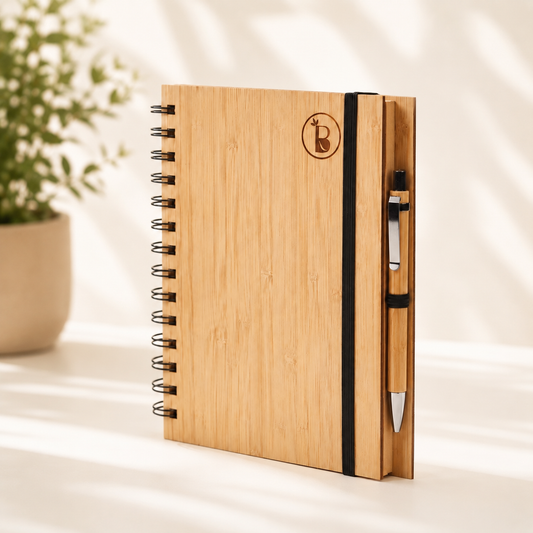 Bamboo Notepad with Pen | Eco-Friendly Notebook | Recycled Paper | Diary with Pen
