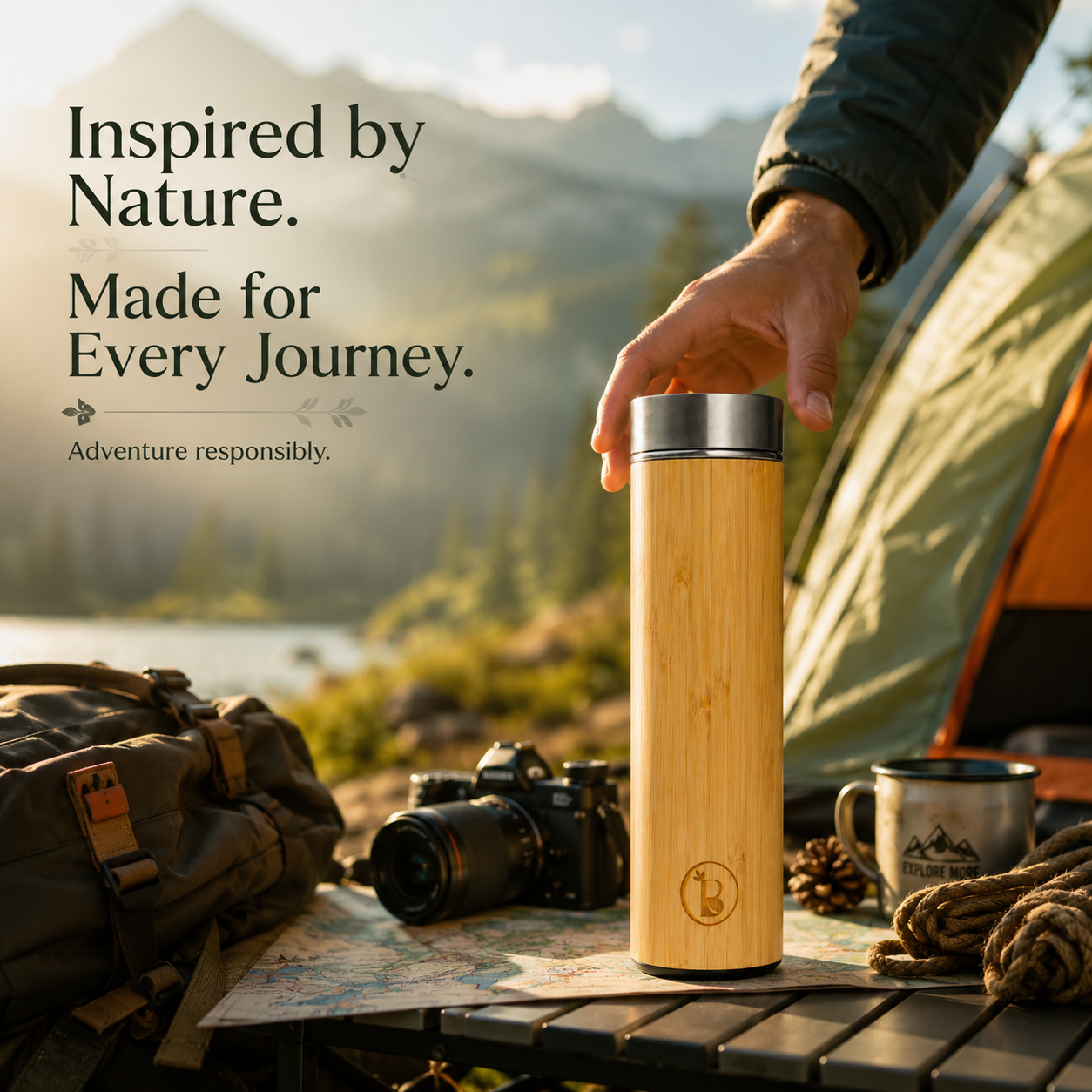 Detox Bamboo Flask| Bottle with Infuser| Insulated & Leak-Proof | Travel Essential | 500 ml