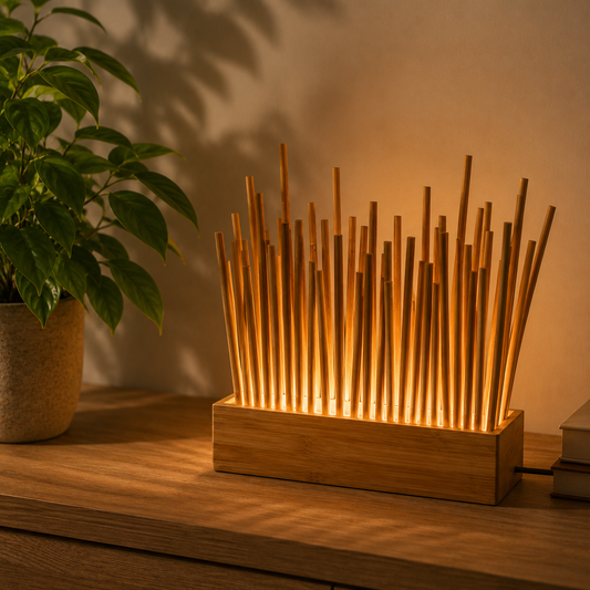 Harmony Light | Table Lamp | Floor Lamp | Bamboo Round Stick Lamp with LED |Natural Lamp for Home, Office Décor | Modern Lighting