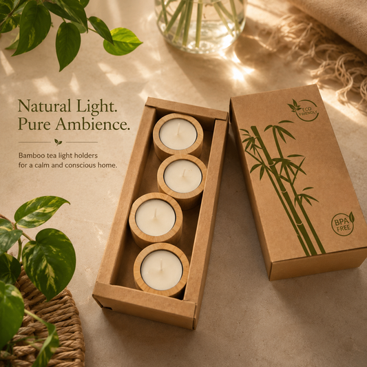 Bamboo tealight candle holders| Natural decor| Eco candle stand | Home Decor | Festive Gifts