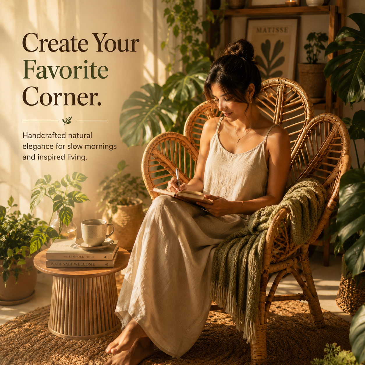 Peacock Cane Chair | Artisanal, Eco-Friendly Cafe Chair | Handcrafted Furniture