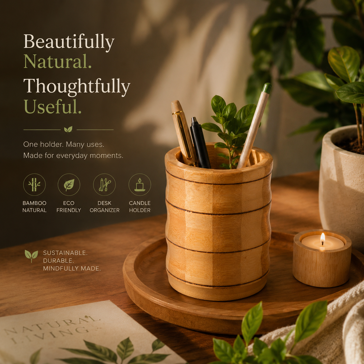 Bamboo Multi-purpose Stand | Desk Organiser | Eco-Friendly Storage Solution