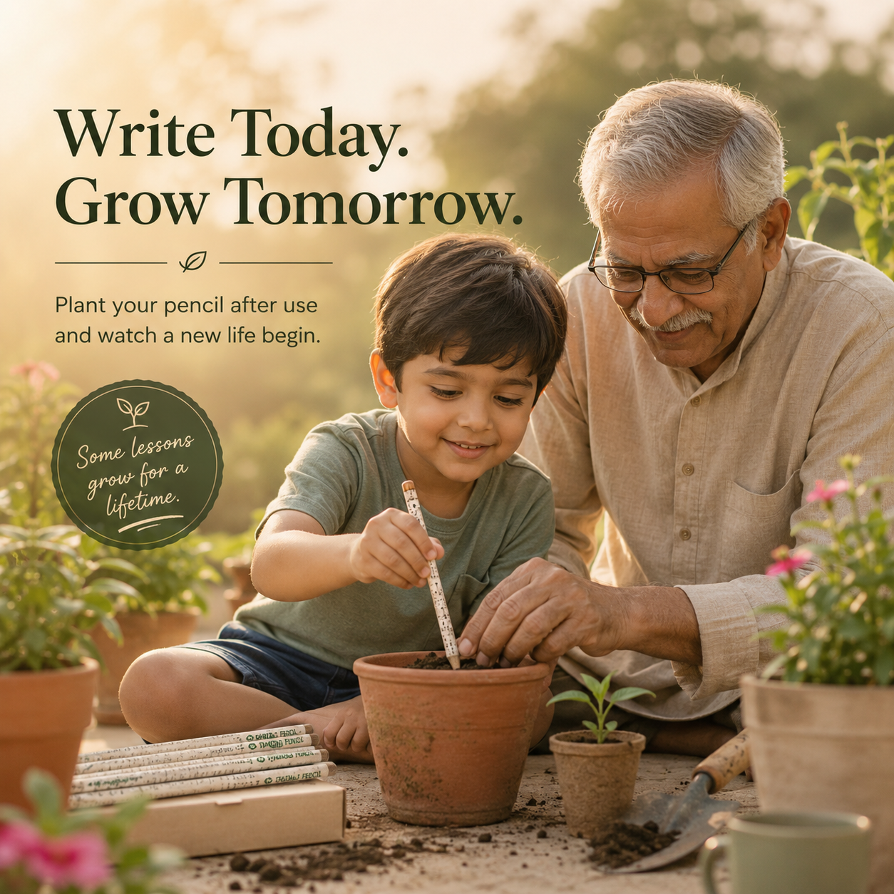 Plantable Seed Pencil|Newspaper Pencil with Seeds|Eco-Pencil (Set of 5)