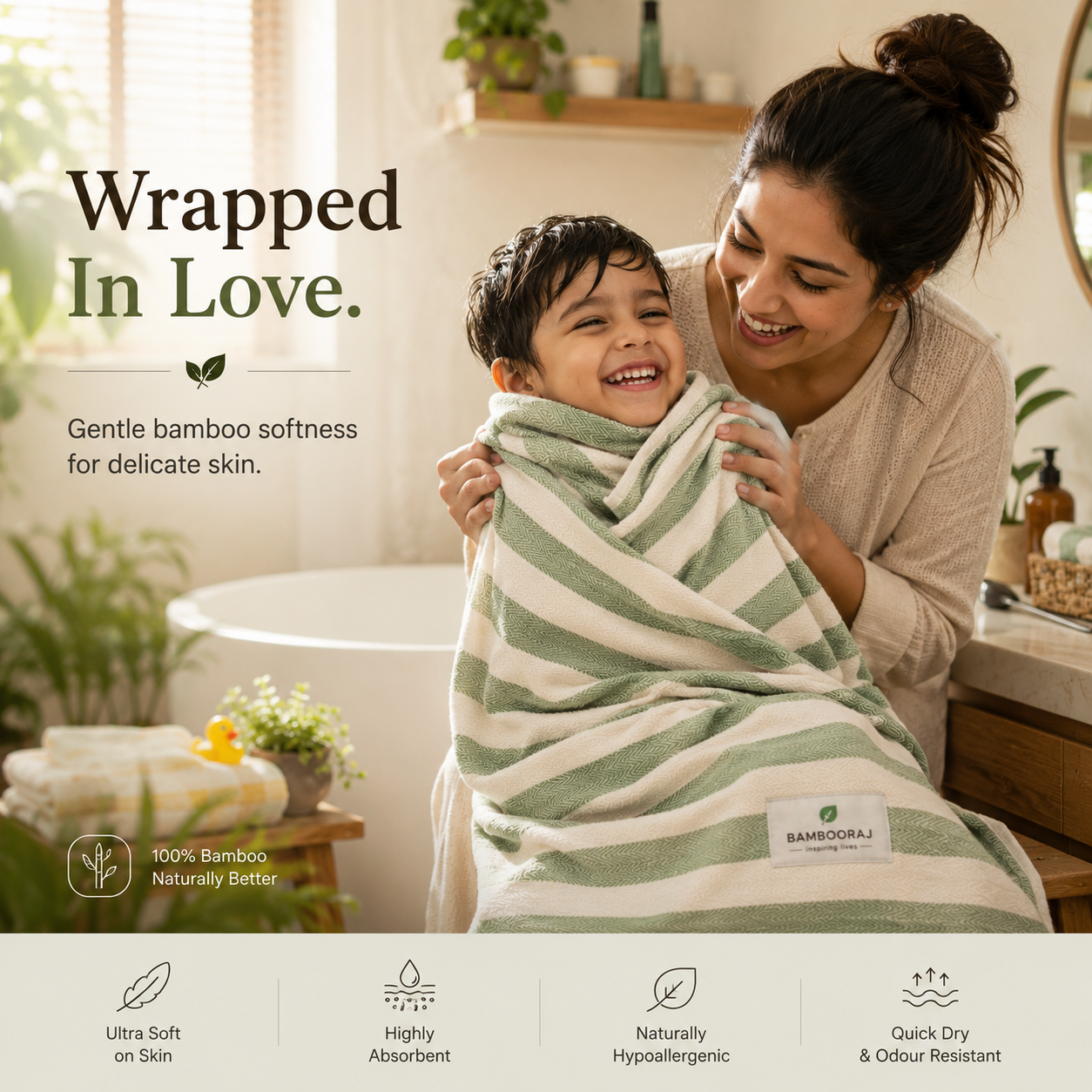 Bamboo Bath Towels | Lightweight & Antibacterial  | Ultra-Soft & Travel-Friendly
