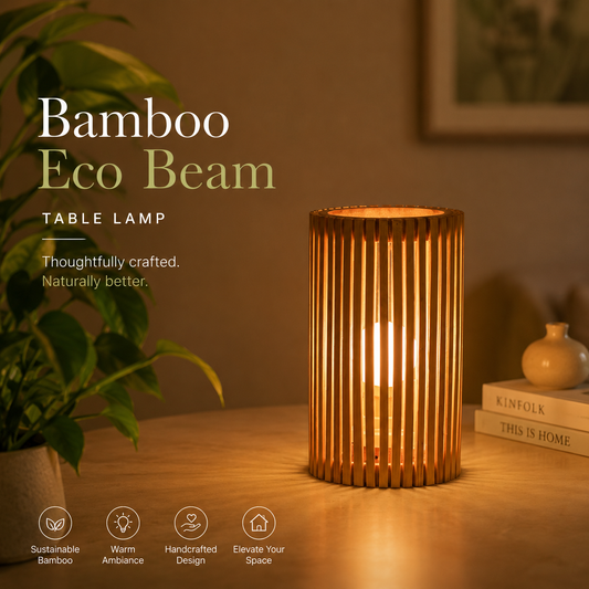 Eco-Beam Bamboo Stick Table Lamp | Sustainable Home Décor | Table Lamp | Handcrafted Bamboo Lighting