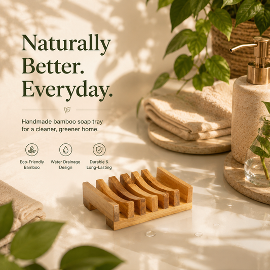Handmade Natural Bamboo Soap Tray | Eco-Friendly Soap Case with Water Drainage