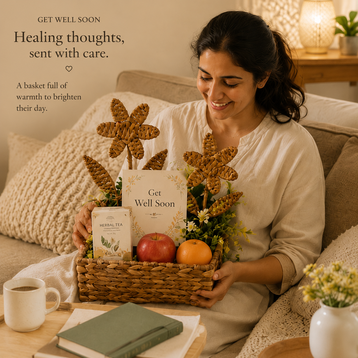 Floral Utility Basket | Eco-Friendly Organiser | Hamper Basket by Bambooraj