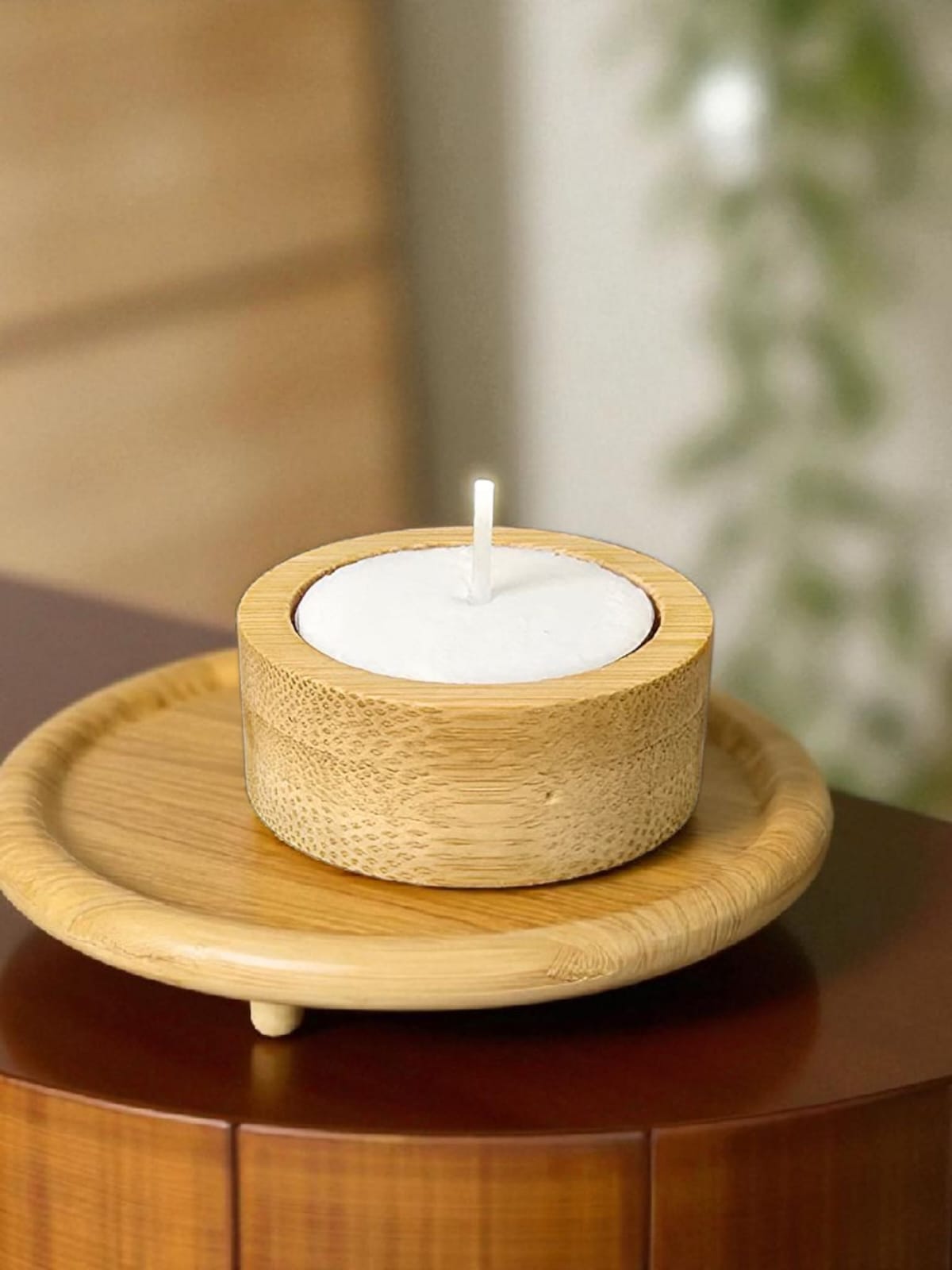 Eco Bamboo Hamper | 1 Diary + Pen 1 Amplifier, 2 Tealight Candle Holders