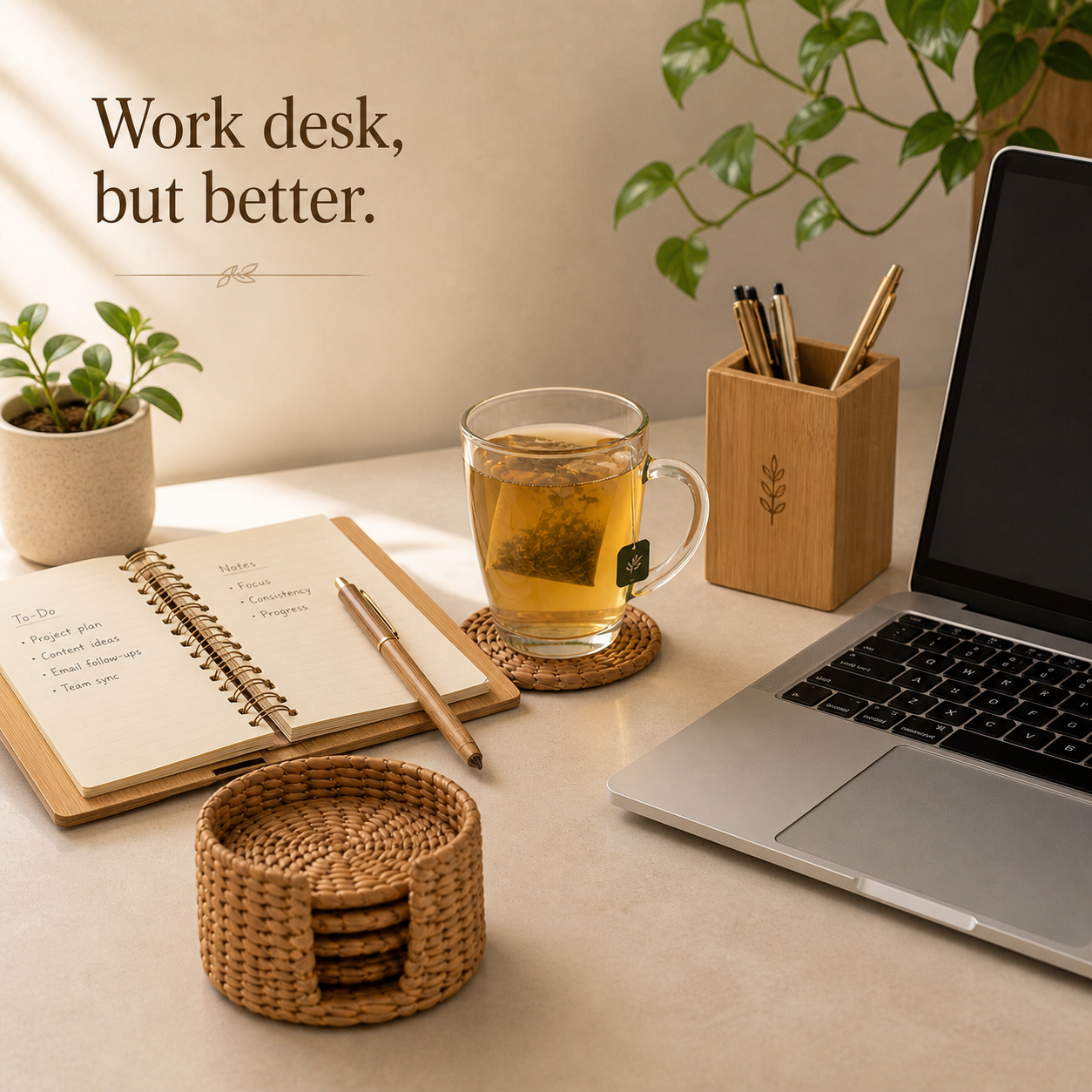 Dhara Coaster Set of 6 with Holder(10 cm) | Eco-Friendly Utility |  Home Decor | Sustainable Tableware