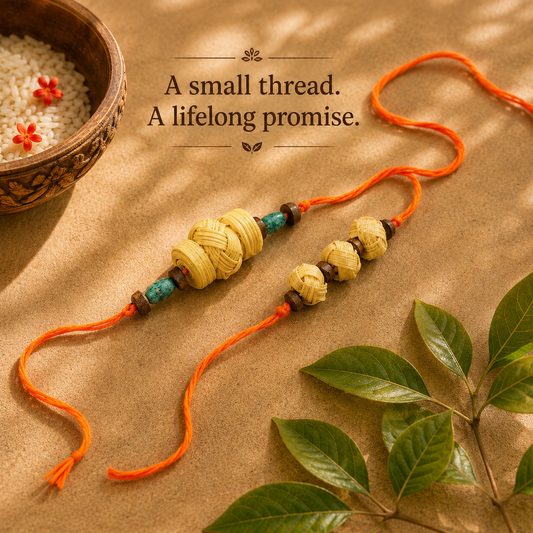 Bamboo Rakhi – Eco-Friendly Handmade Rakhi for Bhaiya and Bhabhi | Set of 2 | Bambooraj