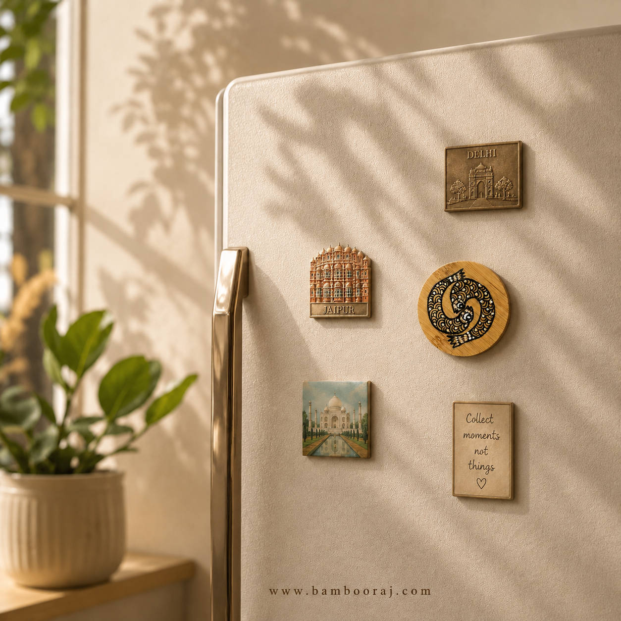 Matsya | Hand-Painted Bamboo Fridge Magnet | Unique Handmade Indian Art