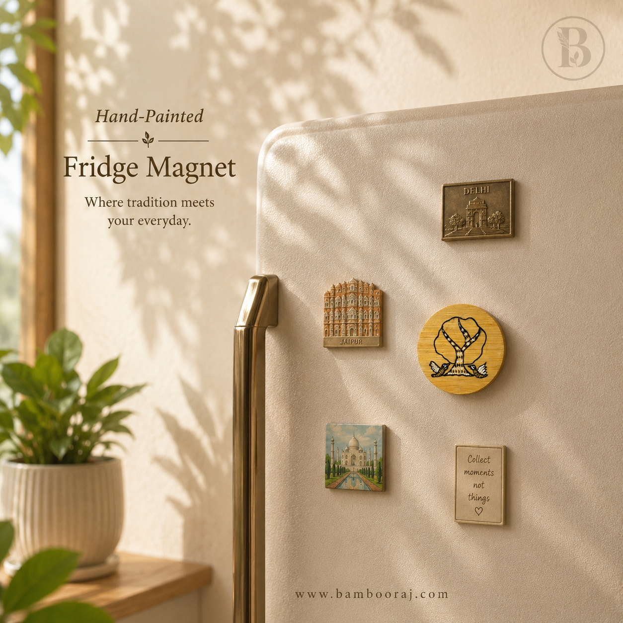 Tree of life | Hand-Painted Bamboo Fridge Magnet | Unique Handmade Indian Art