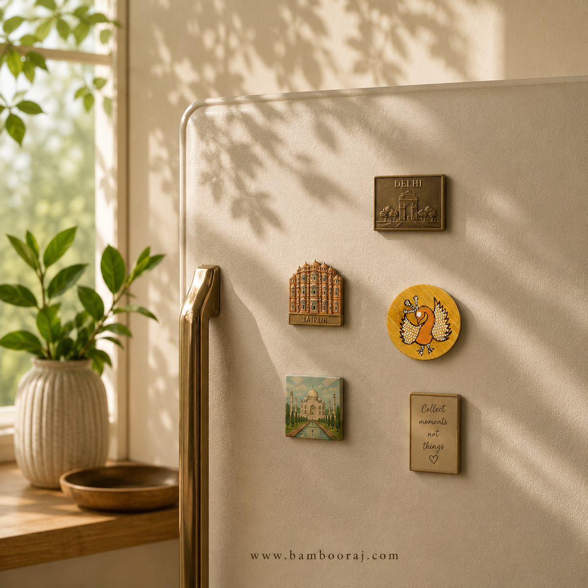 Fiery Wings | Hand-Painted Bamboo Fridge Magnet | Unique Handmade Indian Art