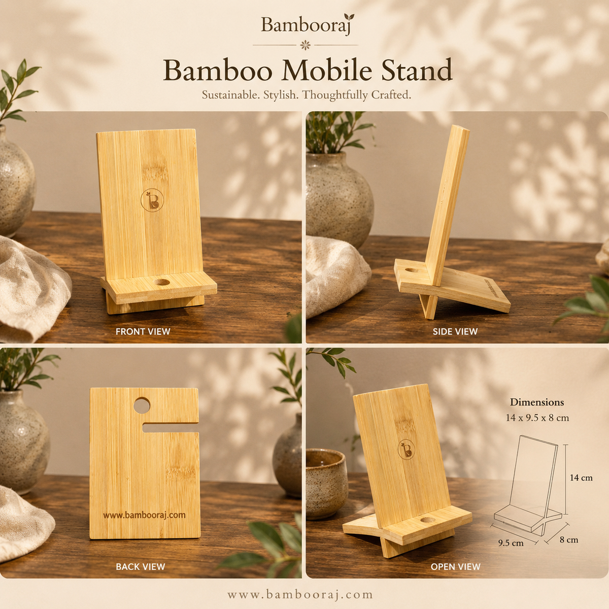 Bamboo Mobile Stand | Eco-Friendly Phone Holder | Everyday Useful Product