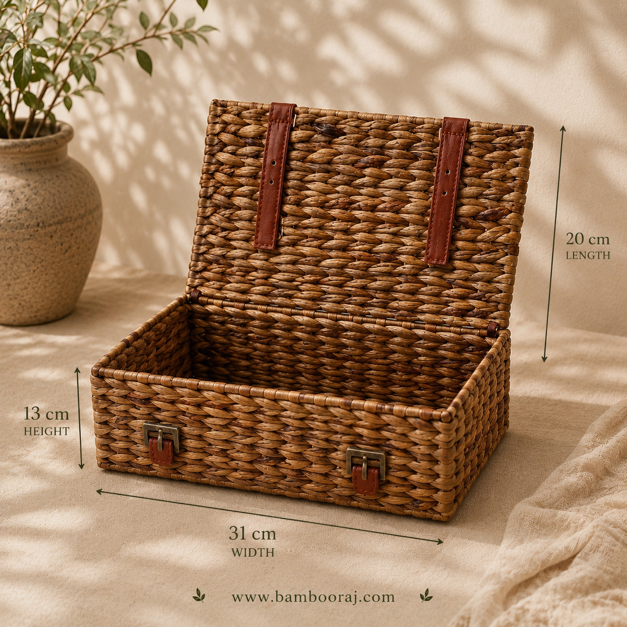 Dhara Keepsake Basket | Handwoven Natural Fibre | Water Hyacyinth | Memory & Storage Box