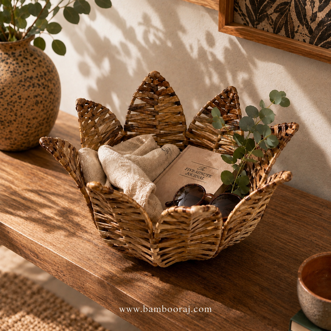 Bloom Basket | Lotus-Shaped Water Hyacinth Basket | Multi-purpose Storage by  Bambooraj