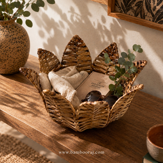 Bloom Basket | Lotus-Shaped Water Hyacinth Basket | Multi-purpose Storage by  Bambooraj