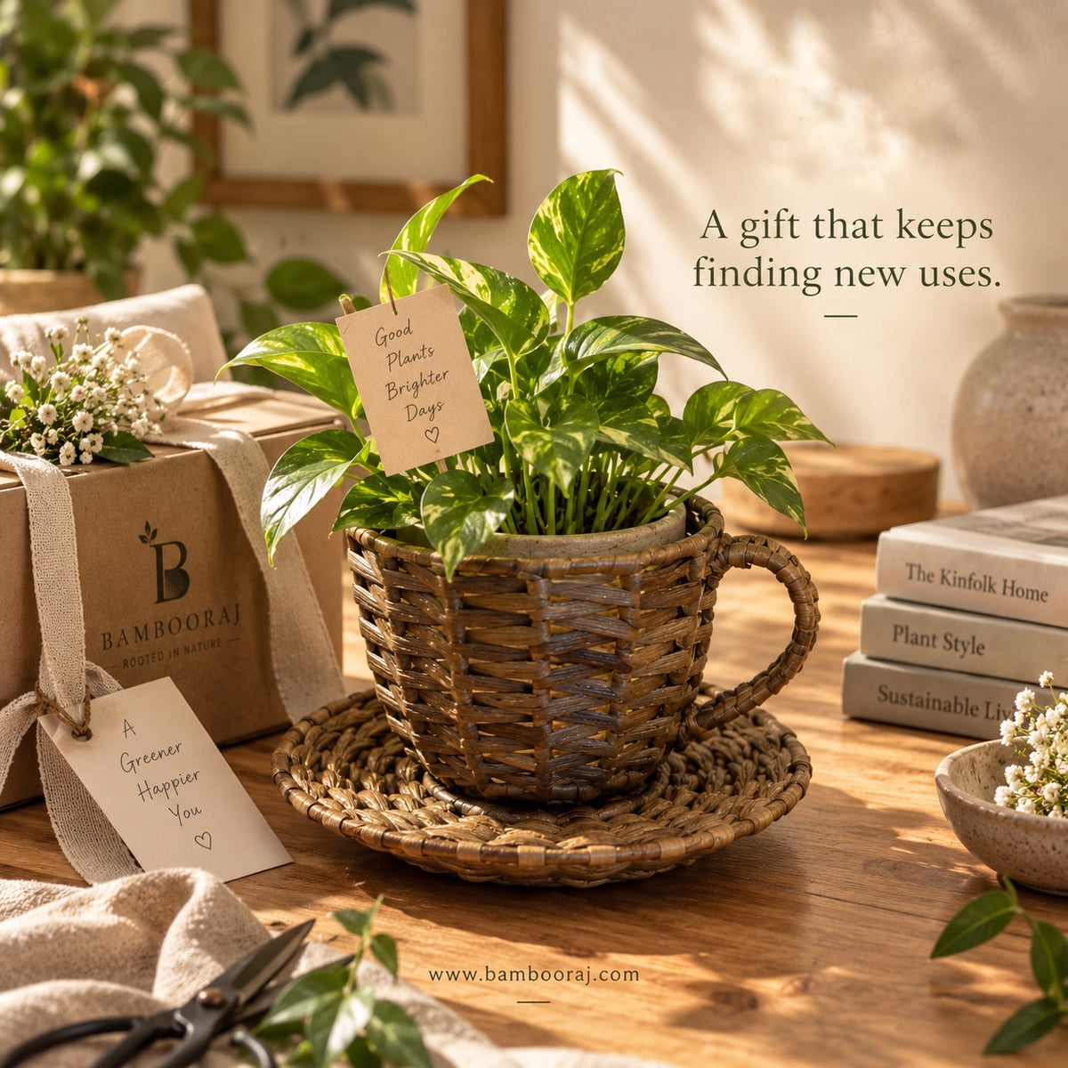 Tea Cup & Saucer Basket (S)| Handwoven Home Décor | Chai Cup Planter
