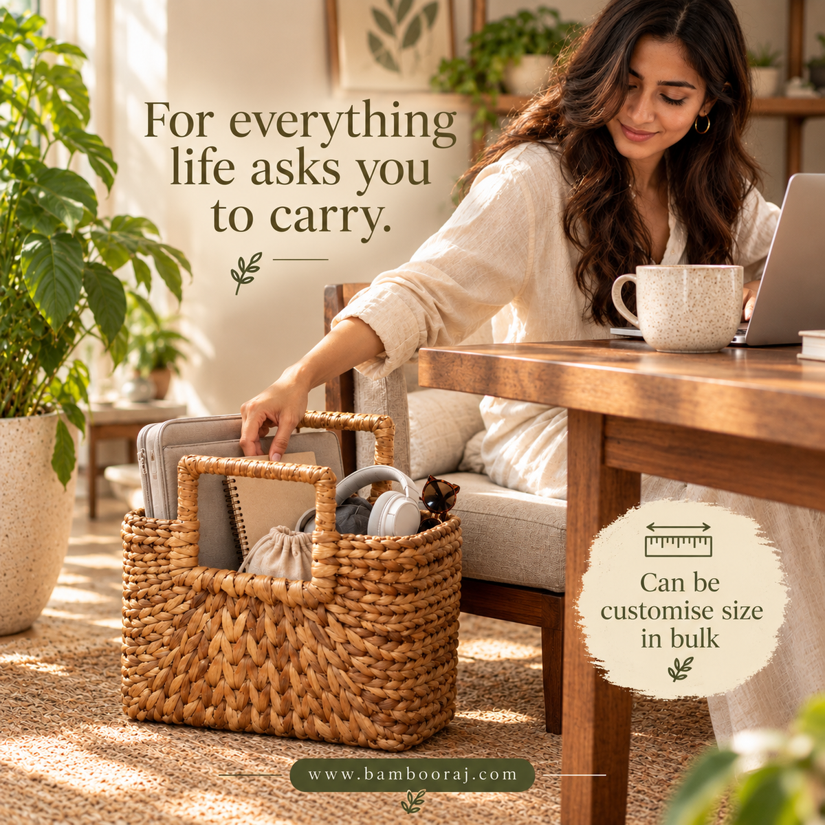 Dhara Bag Basket | Handwoven Multipurpose Art  Basket | Beautiful Eco-friendly Gift Hamper