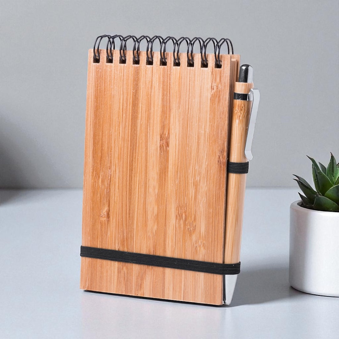 Bamboo Mini Notepad with Pen | Sustainable Stationery | Recyclable & Travel-Friendly